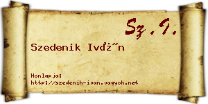 Szedenik Iván névjegykártya